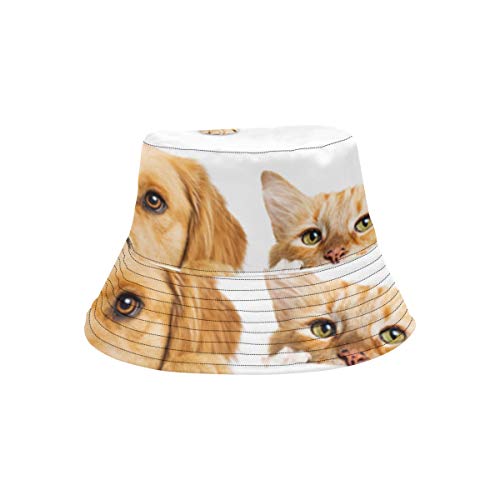 Sombrero Colorido del Cubo Gato y Perro Lindos Mascota Linda Verano Unisex Pesca Sun Top Sombreros del Cubo para Adolescentes Mujeres Gorra de Pescador Deporte al Aire Libre Sombrero de Playa para ni