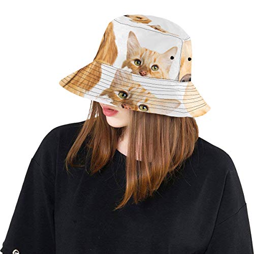 Sombrero Colorido del Cubo Gato y Perro Lindos Mascota Linda Verano Unisex Pesca Sun Top Sombreros del Cubo para Adolescentes Mujeres Gorra de Pescador Deporte al Aire Libre Sombrero de Playa para ni