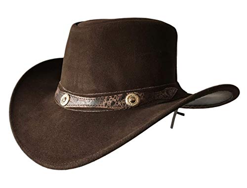 Sombrero de Estilo Vaquero Australiano de ala Ancha de Estilo para Hombre (Marron, XL)