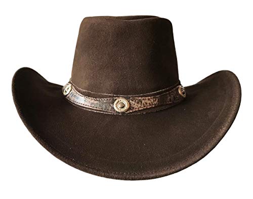 Sombrero de Estilo Vaquero Australiano de ala Ancha de Estilo para Hombre (Marron, XL)