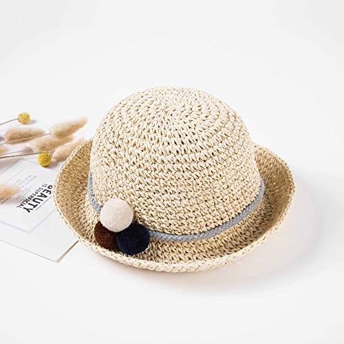 Sombrero de Paja Niña Gorra de Sol Transpirable al Aire Libre de Viaje Sunscreen Cap Playa de Verano para Chicas, Beige
