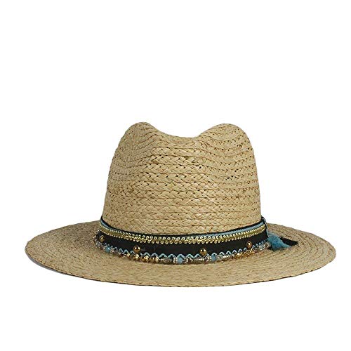 Sombrero De Paja Para Mujer Elegante Verano De Ocasional Sombrero Sombrero Para El Sol Ocio Moda Para Mujer Sombrero De Paja De Rafia Panamá Sombrero De Sol Con Ala Ancha Sombrero De Playa