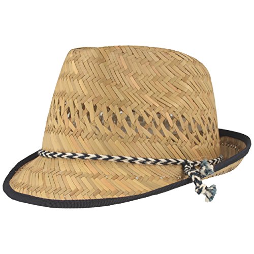 Sombrero de Paja para niños | Sombrero de Verano | Sombrero para el Sol | 100% Paja – para Chicos y Chicas - Material Ligero y Flexible – Juego de cordón Azul con Blanco.