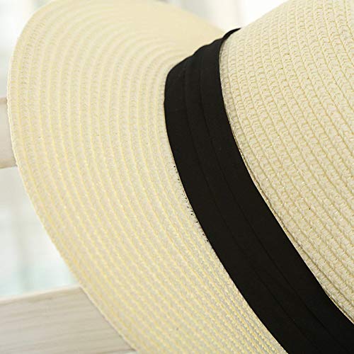 Sombrero De Panamá para Hombre Sombrero Grande Sombrero De Tamaños Cómodos Verano Protector Solar Protector Solar Panamá Moda Vintage Al Aire Libre Ropa (Color : Cremefarben, Size : One Size)