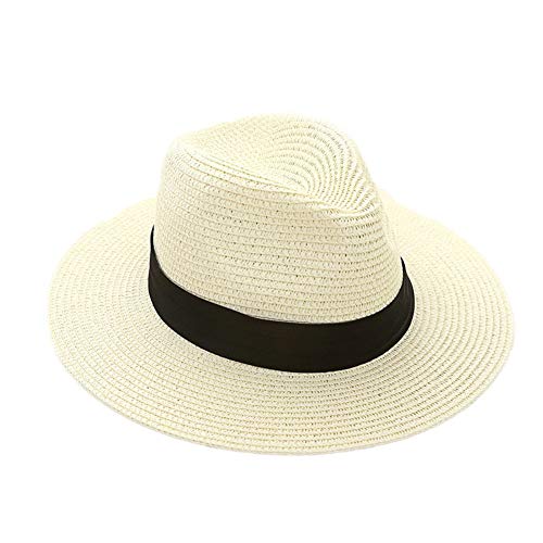 Sombrero De Panamá para Hombre Sombrero Grande Sombrero De Tamaños Cómodos Verano Protector Solar Protector Solar Panamá Moda Vintage Al Aire Libre Ropa (Color : Cremefarben, Size : One Size)