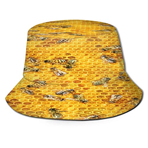 Sombrero de Pescador Abeja en la casa de la Colmena Algodón Plegable Bucket Hat para Excursionismo Cámping De Viaje Pescar