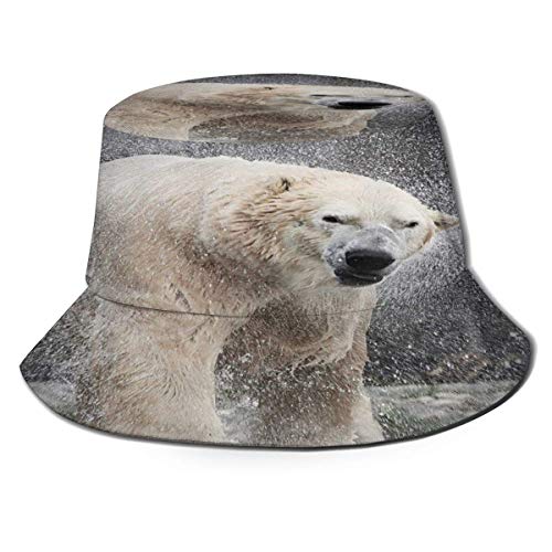 Sombrero de Pescador Tormenta de Nieve del Oso Polar Algodón Plegable Bucket Hat para Excursionismo Cámping De Viaje Pescar