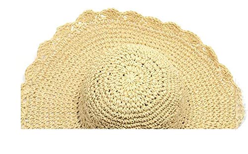 Sombrero De Playa para Mujer 2018 Nuevo Sombrero De Paja Fácil De Igualar con Encaje Ondulado Protección UV Sombrero para El Sol Al Aire Libre Verano Dalat Visor Beige