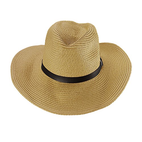 Sombrero de vaquero unisex para mujer y hombre, plegable, con visera grande, protección UV UPF 50 + caqui Talla única
