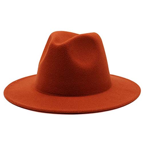 Sombrero Fedora de ala Ancha para Mujer, Vestido Formal sólido de otoño, Sombreros de Boda para Mujer, Sombreros de Invierno de Jazz clásico de Fieltro Blanco y Negro -Caramel-52-54cm(Kids)
