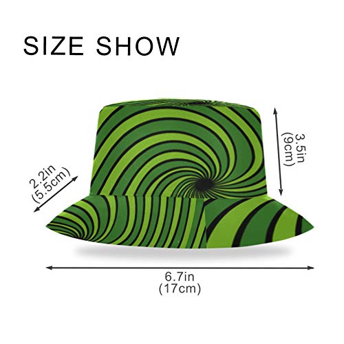 Sombreros de mujer Vigas abstractas Rayos radiales de impresión verde Sombreros para mujer Sombreros de cubo estampados unisex elegantes y ligeros para mujeres disponibles en todas las estaciones