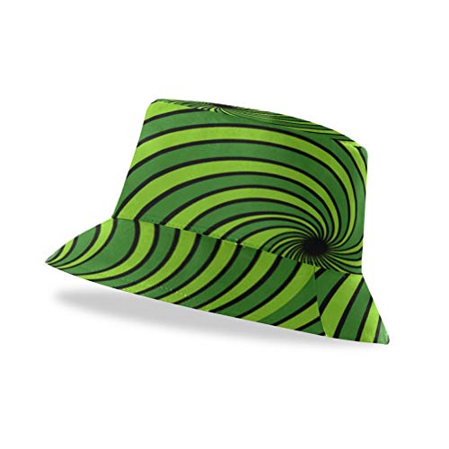 Sombreros de mujer Vigas abstractas Rayos radiales de impresión verde Sombreros para mujer Sombreros de cubo estampados unisex elegantes y ligeros para mujeres disponibles en todas las estaciones