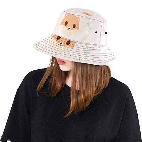 Sombreros de Playa Mujeres Mascotas hambrientas de hámsteres de Felpa Verano Unisex Pesca Sun Top Sombreros de Cubo para Adolescentes Mujeres Gorra de Pescador Deporte al Aire Libre Sombrero