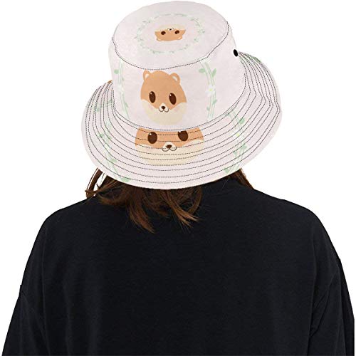 Sombreros de Playa Mujeres Mascotas hambrientas de hámsteres de Felpa Verano Unisex Pesca Sun Top Sombreros de Cubo para Adolescentes Mujeres Gorra de Pescador Deporte al Aire Libre Sombrero