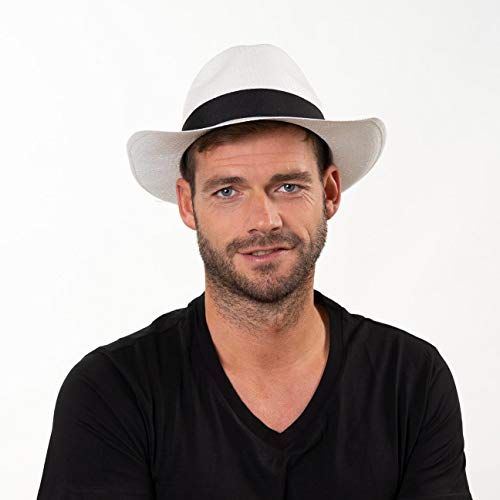 Sombreroshop Bogar- Sombrero de paja Palermo, 100% paja de papel, M/56-57, blanco