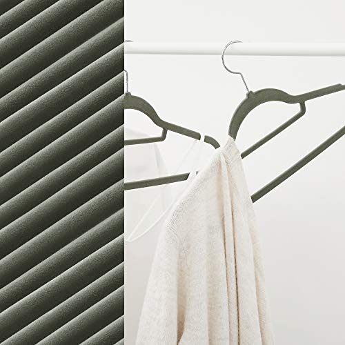 SONGMICS Perchas de Terciopelo, 20 Unidades, Gancho Giratorio a 360°, Antideslizantes, Ahorro de Espacio, Gris CRF20V