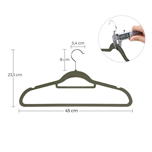 SONGMICS Perchas de Terciopelo, 20 Unidades, Gancho Giratorio a 360°, Antideslizantes, Ahorro de Espacio, Gris CRF20V