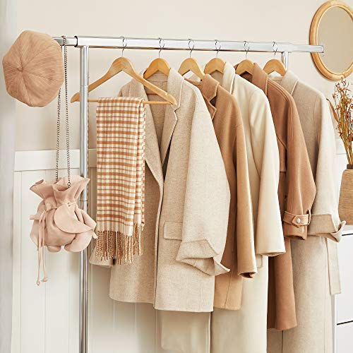 SONGMICS Tendedero con Ruedas, Soporte de Ropa Rodante, 90 kg de Carga, con Riel de Suspensión Extensible, Parte Inferior Abatible, Estante Inferior de Almacenamiento, Plata HSR13S