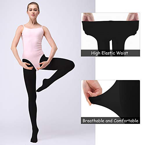 Soudittur Medias de Ballet Danza Para Niñas y Mujer 90 DEN en Negro 2 Pares