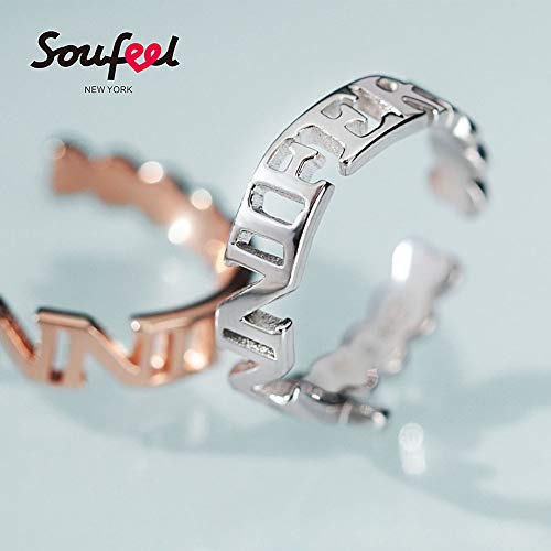SOUFEEL Anillo Nombre Plata de Ley Personalizado Ajustable Anillo Mujer de Promesa de Joyeria Regalo Navidad Aniversario Cumpleaño para Amigo Familia Madre