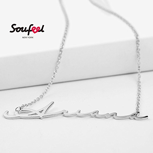 SOUFEEL Collar Plata Colgante con Nombre Estilo Árabe Personalizados Regalo para Novia Familia Aniversario o Cumpleaño Cadena Más Extención