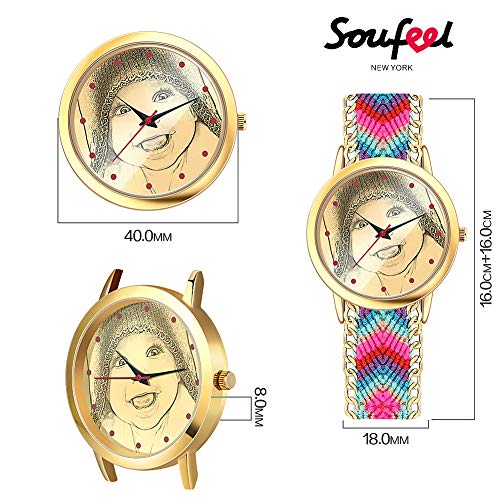 SOUFEEL Reloj Personalizado Foto Banda Nylon Ajustable Impermeable Ultra-Delgada Regalo para Familia Mujer Novia Bebe Nuevo San Valentín