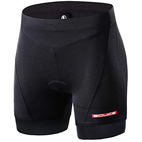 Souke Sports Pantalon Corto Ciclismo Mujer 4D Acolchado, Pantalones Corto Bicicleta Mujer, Pantalones Cortos De Ciclism Transpirables Antideslizante