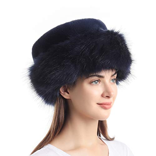 soul young Cappello di Vera i finto Pelo Pelliccia Cappelli aviatore Donna Leopardo Stampa Russo Russian Style Leopardo Stampa Marrone Nero Grigio Bianco(Azul)