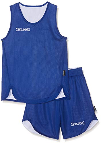 Spalding Doubleface Kids Set, Conjunto reversible camiseta y pantalones de baloncesto para Unisex-Niños, Azul/Blanco (Royal/White), S(36)