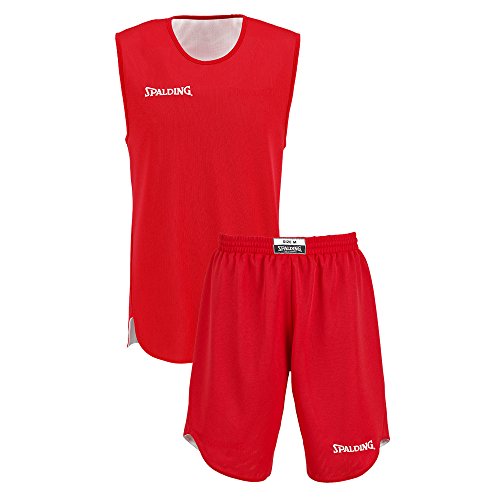Spalding Doubleface Kids Set, Conjunto reversible camiseta y pantalones de baloncesto para Unisex-Niños, Rojo/Blanco (Red/White), XS(152)