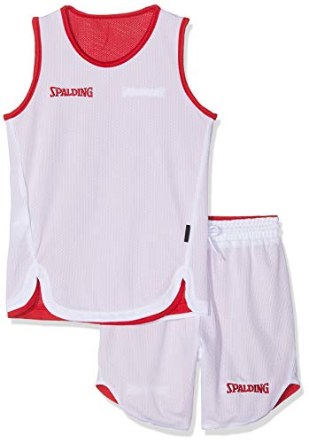 Spalding Doubleface Kids Set, Conjunto reversible camiseta y pantalones de baloncesto para Unisex-Niños, Rojo/Blanco (Red/White), XS(152)
