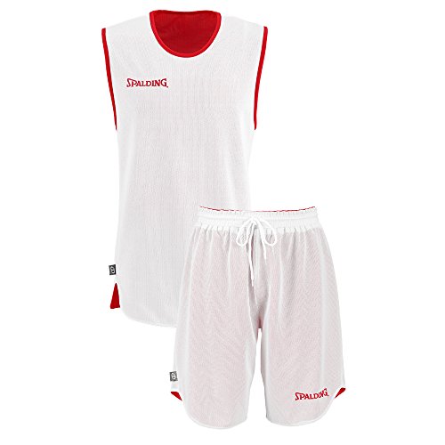 Spalding Doubleface Kids Set, Conjunto reversible camiseta y pantalones de baloncesto para Unisex-Niños, Rojo/Blanco (Red/White), XS(152)