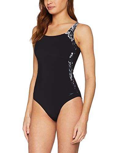 Speedo Lunalustre 1 Piece AF Traje De Baño, Mujer, Black/White, 34