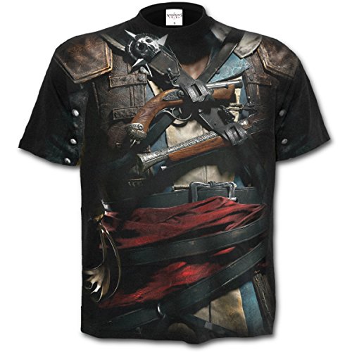 Spiral - Assassins Creed IV Black Flag - Allover Licensed Black (T-Shirt Unisex