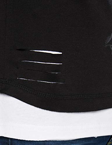 Spiral Direct Bright Eyes-2in1 White Ripped Top Black Camiseta, Negro (Black & White 008), 40 (Talla del Fabricante: Medium) para Mujer