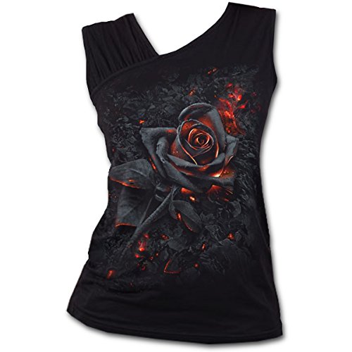 Spiral Direct Burnt Rose-Gathered Shoulder Slant Vest Top, Negro (Black 001), 52 (Talla del Fabricante: XX-Large) para Mujer