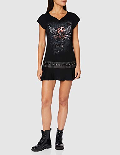Spiral Direct Steam Punk Ripped-Stud Waist T-Shirt, Negro (Black 001), 44 (Talla del Fabricante: Large) para Mujer