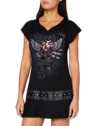 Spiral Direct Steam Punk Ripped-Stud Waist T-Shirt, Negro (Black 001), 44 (Talla del Fabricante: Large) para Mujer