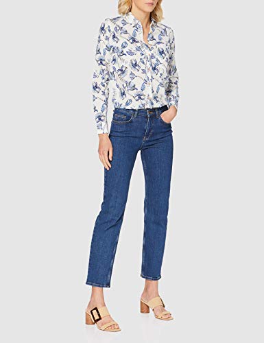 Springfield Camisa M/L Lino Blusa, Azul (Medium_Blue 12), 38 (Tamaño del Fabricante: 38) para Mujer