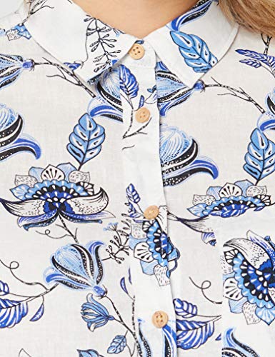 Springfield Camisa M/L Lino Blusa, Azul (Medium_Blue 12), 38 (Tamaño del Fabricante: 38) para Mujer