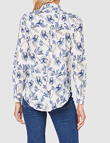 Springfield Camisa M/L Lino Blusa, Azul (Medium_Blue 12), 38 (Tamaño del Fabricante: 38) para Mujer