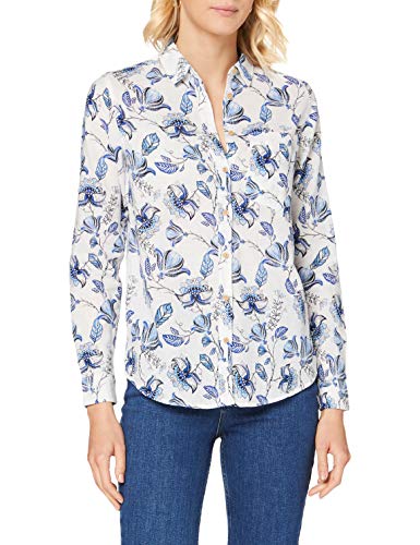 Springfield Camisa M/L Lino Blusa, Azul (Medium_Blue 12), 38 (Tamaño del Fabricante: 38) para Mujer