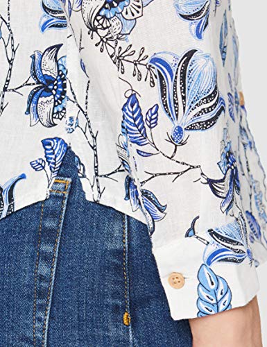 Springfield Camisa M/L Lino Blusa, Azul (Medium_Blue 12), 38 (Tamaño del Fabricante: 38) para Mujer