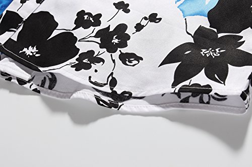 SSLR Camisa Playera Estilo Hawaiiana Floral Veraniega Manga Corta Casual para Hombre (Large, Blanco Azul)