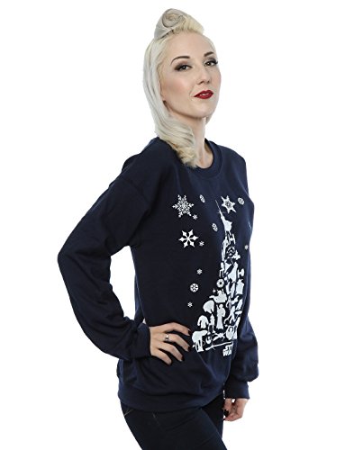Star Wars mujer Christmas Tree Camisa de entrenamiento Large marino oscuro