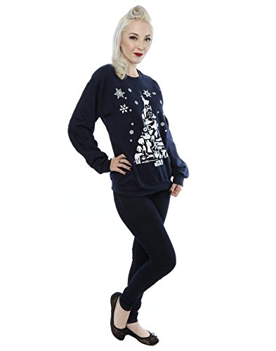 Star Wars mujer Christmas Tree Camisa de entrenamiento Large marino oscuro