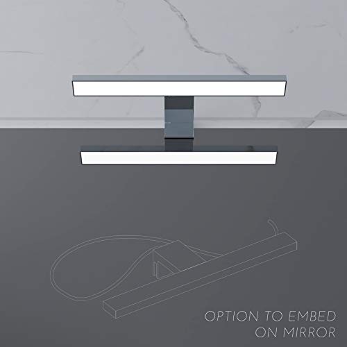 STARBATH PLUS – Lámpara Led espejo baño Silvia ABS 60 cm LED, 8W, 600lm, IP44, 220V, 50-60Hz – 600x108x40mm – Luz blanca fría 6000K (Cromo, 60 cm 8W)