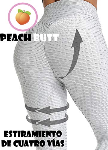 STARBILD Leggings de Fitness Mallas Pántalones Largos Deportivos Cintura Alta Elástico Control de Barriga para Mujer Yoga Gimnasio #Booty-Gris Claro L