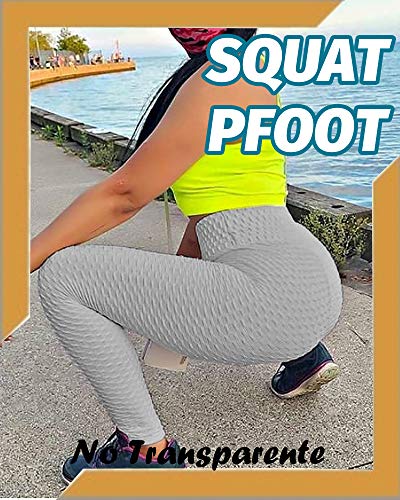 STARBILD Leggings de Fitness Mallas Pántalones Largos Deportivos Cintura Alta Elástico Control de Barriga para Mujer Yoga Gimnasio #Booty-Gris Claro L