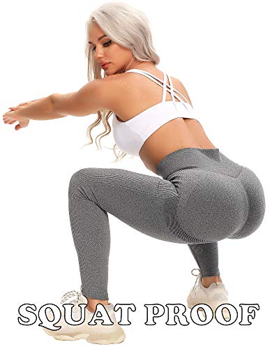 STARBILD Leggings Mallas Mujer sin Costuras Push up Pantalones Largos de Compresión Cintura Alta Elástico y Transpirable para Yoga Gym Fitness Running #Booty-Gris Oscuro S